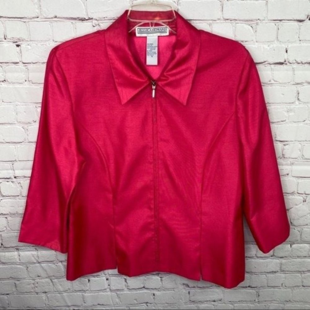 Jessica Howard Zip Front Pink Jacket Size 16